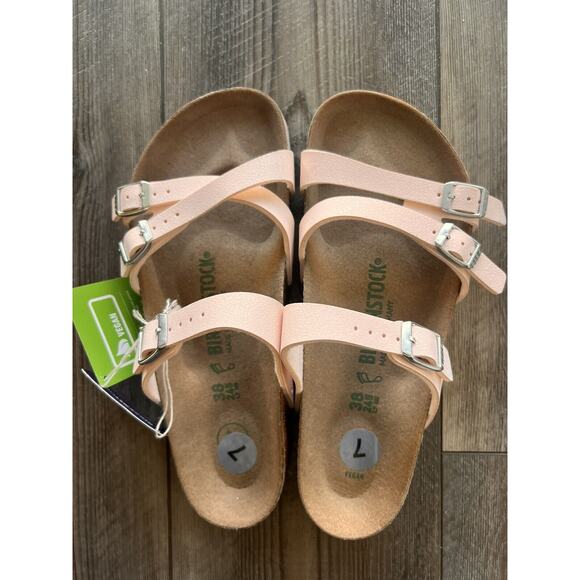 X024 New Birkenstock Franca Vegan Birkibuc Sz 7 Light Rose - Picture 1 of 11